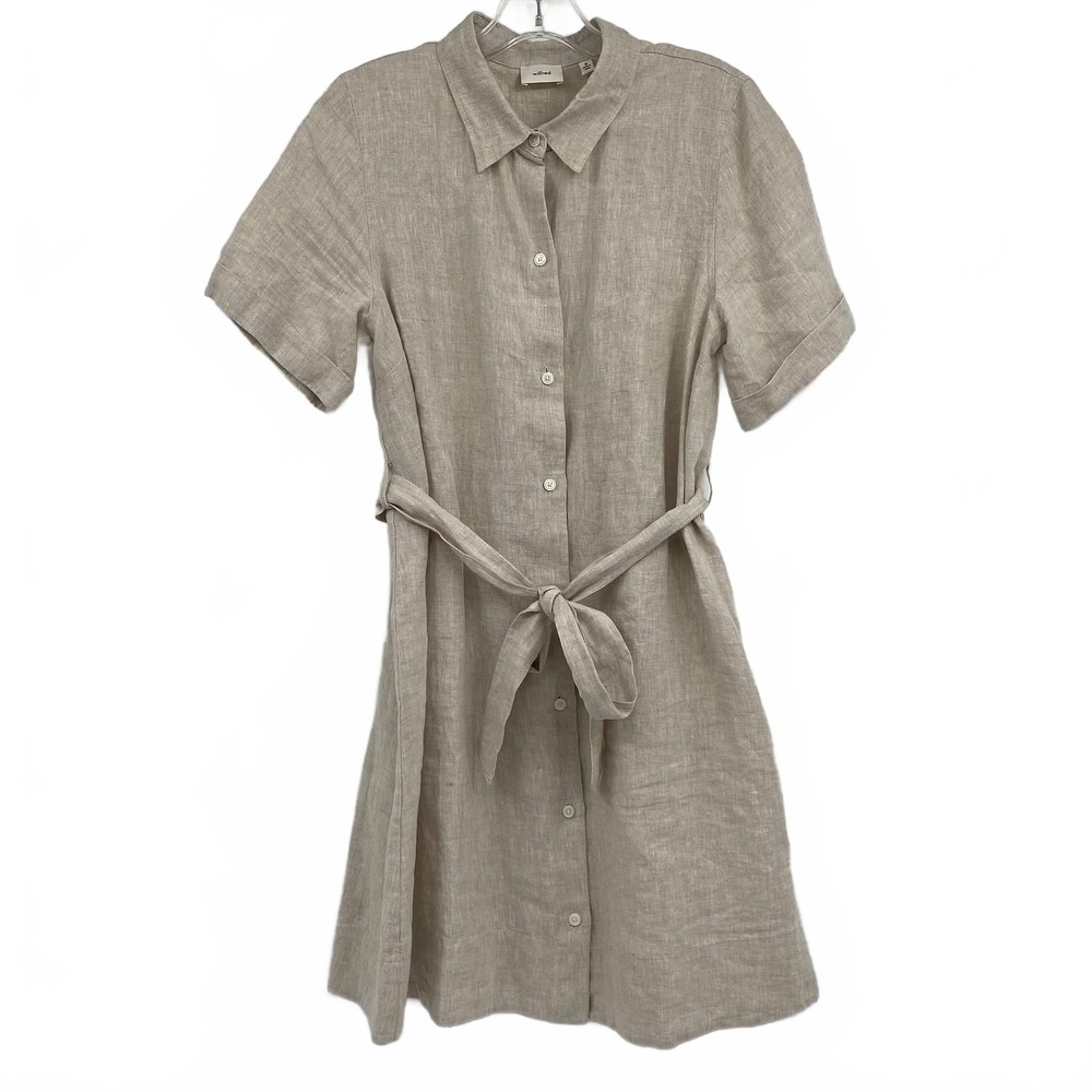 Wilfred Beige Mini Dress Button Up Collared | Womens M